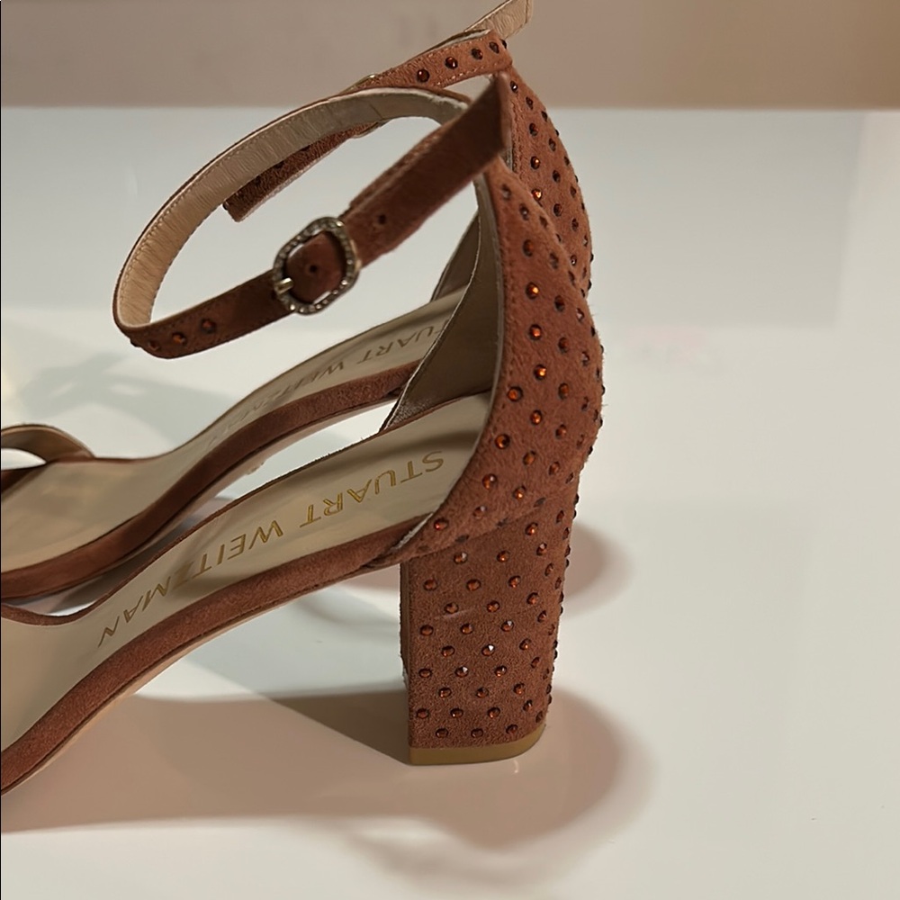 STUART WEITZMAN Studded Suede Sandals Block Heels women’s size 9.5 - Picture 7 of 13